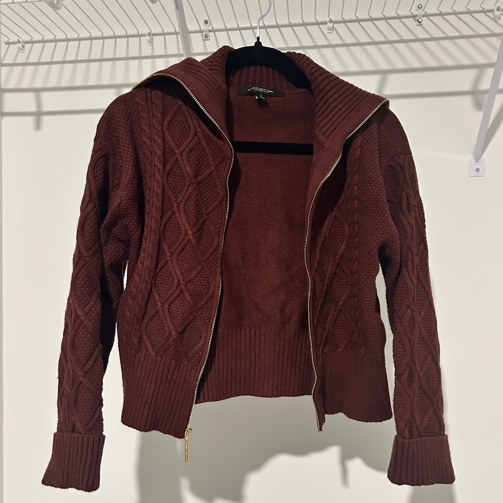 Marc New York Cable Knit Zip-Up Cardigan